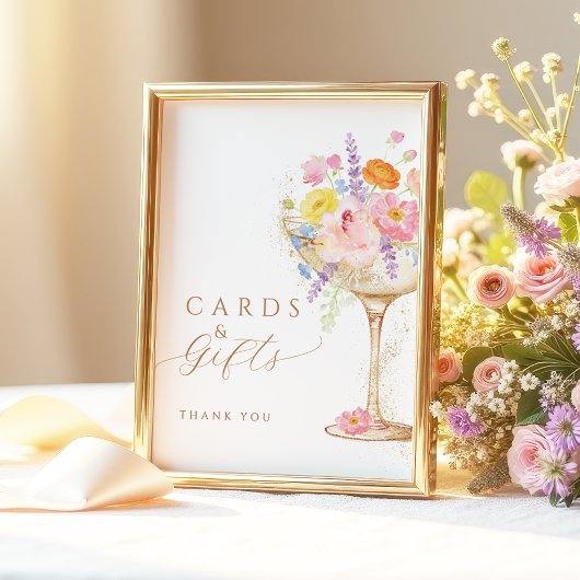 Colorful Petals Prosecco Cards & Gifts Table Sign Poster
