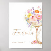 Colorful Petals & Prosecco Favors Table Sign Poster (Vorne)