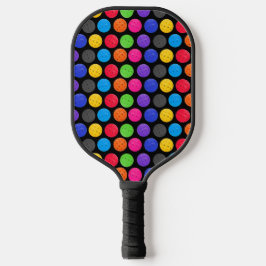 Colorful Pickleball on Black  Schläger