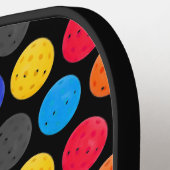 Colorful Pickleball on Black  Schläger (Linke Seite)