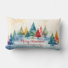 Colorful Pine Trees Merry Christmas Lendenkissen