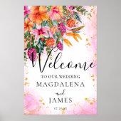 Colorful Pink and Orange Tropical Flowers Welcome Poster (Vorne)