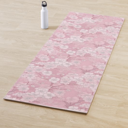 Colorful Pink Floral Cherry Blossom Pattern  Yogamatte (Beispiel)