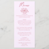 Colorful Pink Hand Drawn Floral Wedding Menu  Menükarte (Vorderseite)