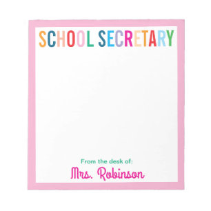 Colorful Pink School Secretary From The Desk of Notizblock