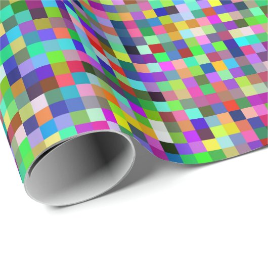 Colorful Pixel Squares Background Pattern Geschenkpapier (Rolleneckpunkt)