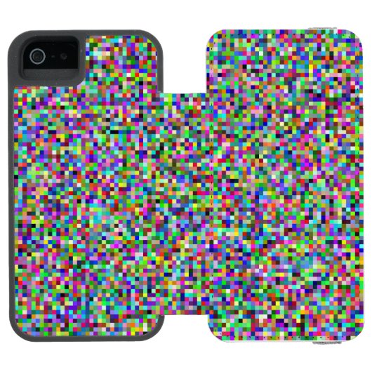 Colorful Pixel Squares Background Pattern Incipio iPhone Geldbeutel-Hülle (Folio Geöffnet)