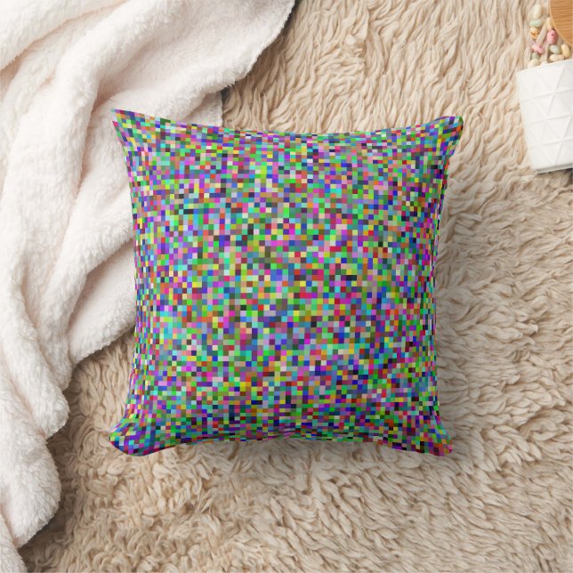 Colorful Pixel Squares Background Pattern Kissen (Decke)