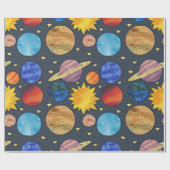 Colorful Planets Geschenkpapier (Flach)