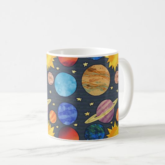 Colorful Planets Space Kaffeetasse (VorderseiteRechts)