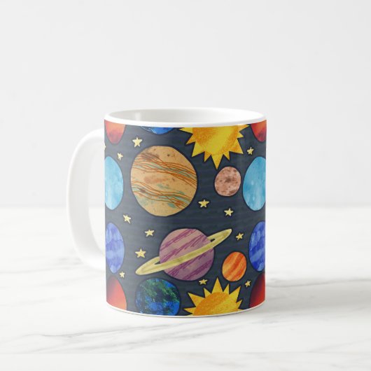 Colorful Planets Space Kaffeetasse (Vorderseite Links)