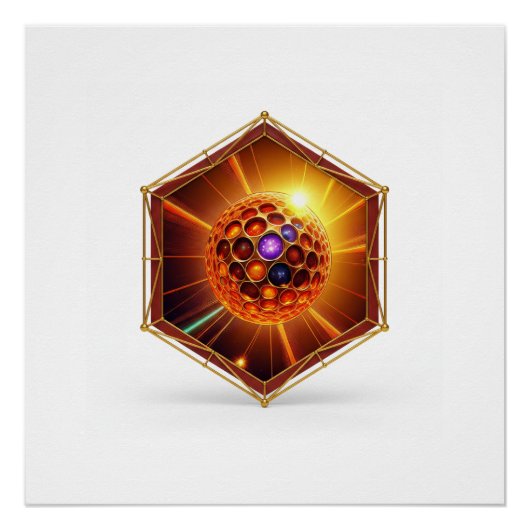 Colorful Plasma Ball Emitting Rays Poster (Vorderseite)