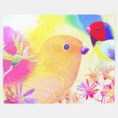 Colorful Playful Birds Fleecedecke (Vorderseite (Horizontal))