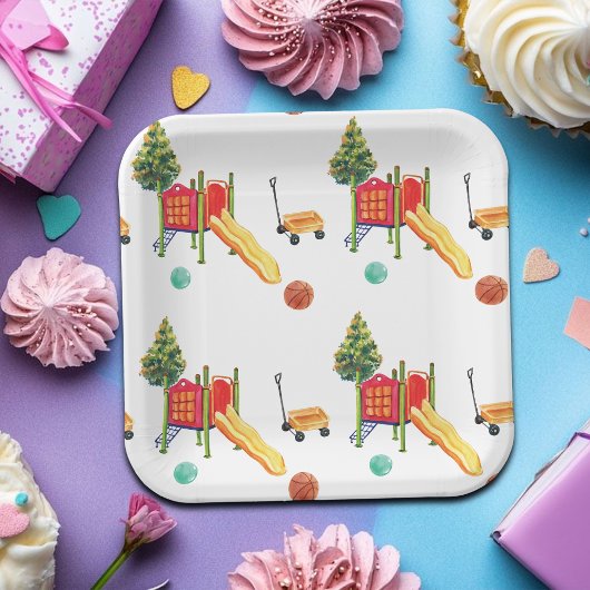 Colorful Playground Birthday Party Pappteller