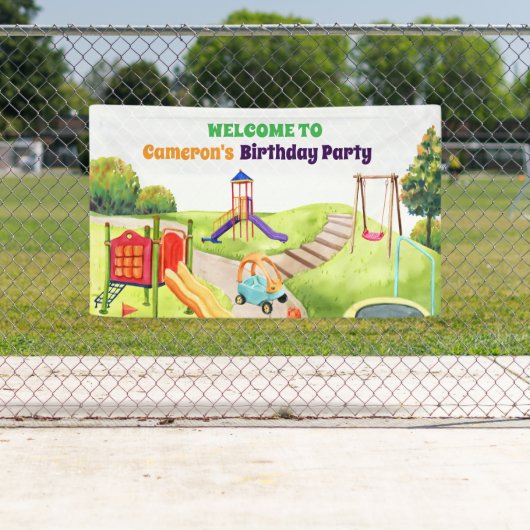Colorful Playground Birthday Party Welcome Banner (Insitu)
