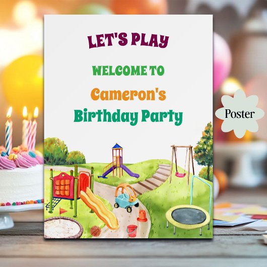 Colorful Playground Birthday Party Welcome Poster