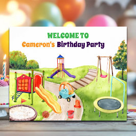 Colorful Playground Birthday Party Welcome Poster