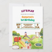 Colorful Playground Party 1st Birthday Invitation Einladung (Vorderseite)