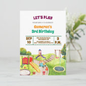 Colorful Playground Party 3rd Birthday Invitation Einladung (Stehend Vorderseite)