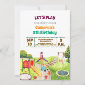 Colorful Playground Party 5th Birthday Invitation Einladung (Vorderseite)