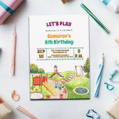 Colorful Playground Party 5th Birthday Invitation Einladung