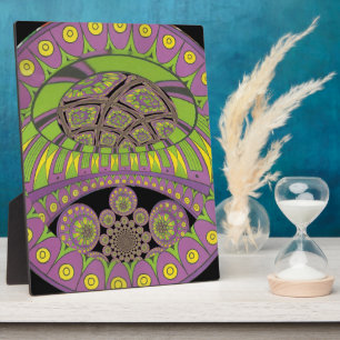 Colorful Plum Yellow lace decorative ethnic patter Fotoplatte