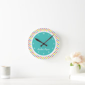 Colorful Polka Dot Kid’s Bedroom Runde Wanduhr (Zuhause)