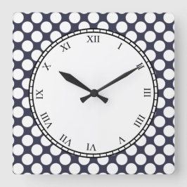 Colorful Polka Dot Roman Digits White on any Color Quadratische Wanduhr