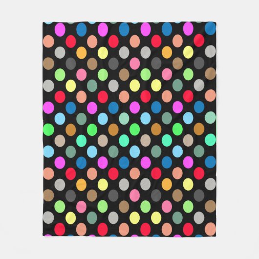 Colorful Polka Dots on Black Background - Seamless Fleecedecke (Vorderseite)