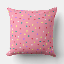 Colorful Polka Dots on Pink Kissen