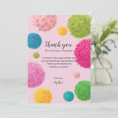 Colorful Pom Birthday Danke Karte (Stehend Vorderseite)