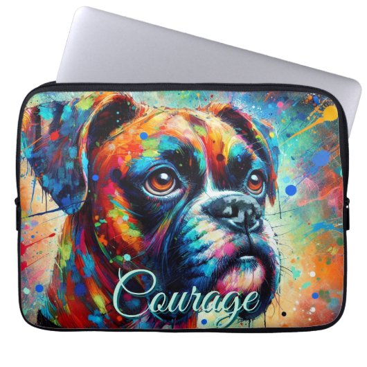 Colorful Pop Art Boxer Dog Personalized Laptopschutzhülle (Vorderseite)