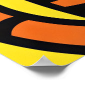 Colorful Pop Art Cat with UFO Illustration Retro Poster (Ecke)