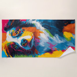 Colorful Pop Art Dog Portrait Strandtuch
