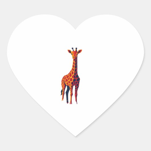 Colorful Pop Art Giraffe � Modern Savannah Art at  Herz-Aufkleber (Vorderseite)