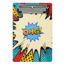 Colorful pop art OMG Blue red abstract Retro