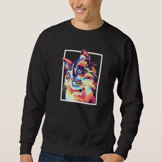 Colorful Pop Maine Coon Cat Sweatshirt (Vorderseite)