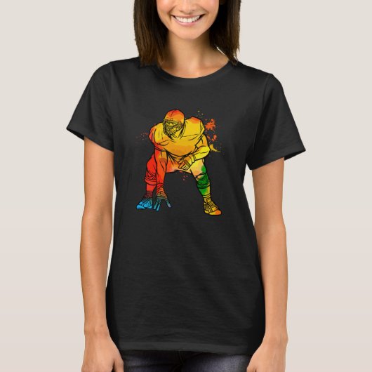 Colorful Pop Portrait Football Defense T-Shirt (Vorderseite)