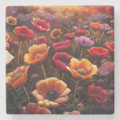 Colorful Poppies Steinuntersetzer (Vorderseite)