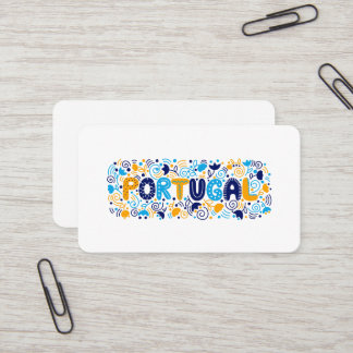Colorful Portugal Folk Art Typography Design Visitenkarte