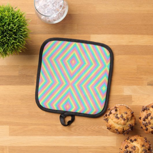 Colorful pot holder with a vibrant topflappen (Oben Unten)