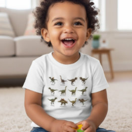 Colorful Prehistoric Pals Dinosaur Name Chart Baby T-shirt