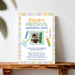 Colorful Preschool Graduation Party Invitation Einladung