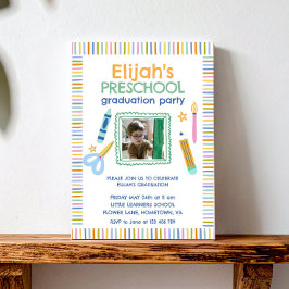 Colorful Preschool Graduation Party Invitation Einladung
