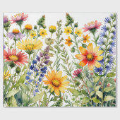 Colorful pretty wildflowers watercolor painting geschenkpapier (Flach)
