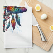 Colorful Psychedelic Dragonfly Dreamcatcher Boho Geschirrtuch (Viertel Falte)
