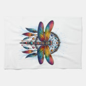 Colorful Psychedelic Dragonfly Dreamcatcher Boho Geschirrtuch (Horizontal)