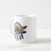 Colorful Psychedelic Dragonfly Dreamcatcher Boho Kaffeetasse (Vorderseite Links)