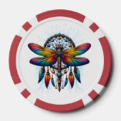 Colorful Psychedelic Dragonfly Dreamcatcher Boho Pokerchips (Rückseite)