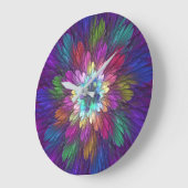 Colorful Psychedelic Flower Abstract Fractal Art Große Wanduhr (Winkel)